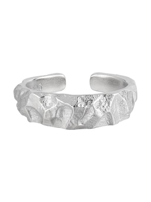 Platinum [adjustable size 15] 925 Sterling Silver Irregular Minimalist Band Ring